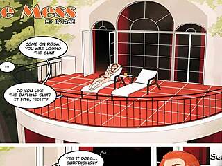 A submissive maid receives doggy-style penetration from her aroused trans boss on the terrace
