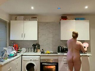 amateur teen 18+ strips bare while cleaning her private space at home