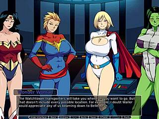 Blonde And Redhead In Threesome With Monster Cock Cumshot In Hentai Game