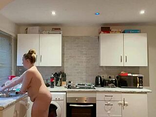 amateur teen 18+ strips bare while cleaning her private space at home