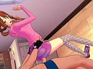 Girl In Pink Hoodie Bounces With Bent Legs In 3d Hentai Taboo Scene