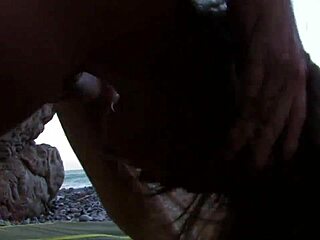 hot brunette milf fucked hard on the rocks with monster cock