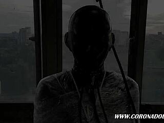 Intense Rubber Mask Bondage In Public