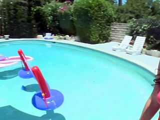 Stirring lesbians nibble on huge tits.