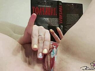 horny babe jerks off wet pussy in closeup solo