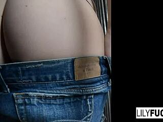 while detained in jail, lily fingers her wet pussy solo