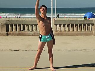 Twink Dancing On The Beach In Speedo