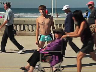 Twink Dancing On The Beach In Speedo