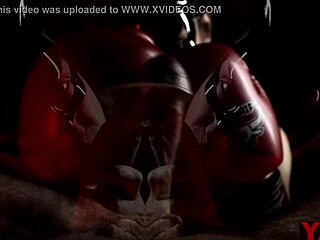 art blowjob using boxing gloves on big cock duel