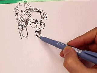 porn artist at work sketching sexy girls with big tits and asses fast