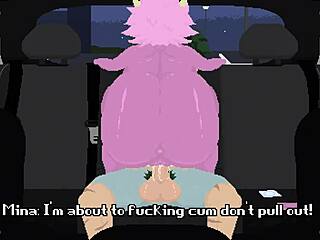 Big ass Mina rides cock in car for creampie cowgirl sex