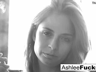 Busty ashlee graham smokes while showing off her natural tits and masturbate