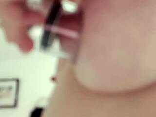 Amateur woman uses nipple suction cups for erotic stimulation