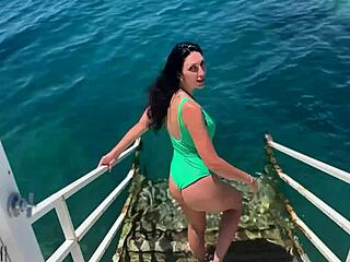 stepson blasted cum on my face after our seaside walk, wow 😲