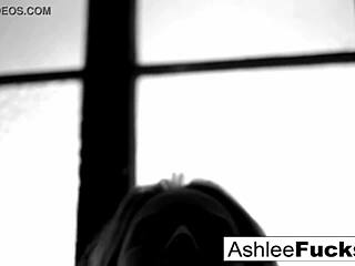 Busty ashlee graham smokes while showing off her natural tits and masturbate