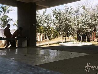 Twinks having fun sex by the field