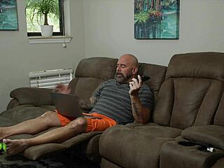 Halloween-themed homemade video featuring a hairless doggystyle encounter with a big cock