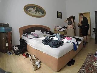 Party girls try on sexy lingerie backstage