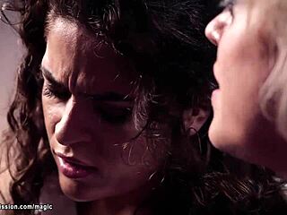 Does The Muscular Guy Cane And Whip The Brunette Before Fucking?