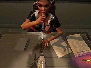 Blonde Latex Nurse Sucks Cum Through Urethra Probe?