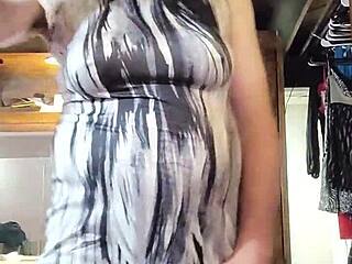 Naughty Brunette Ladyboy Modeling Sexy Dresses in Solo Session Pt 5