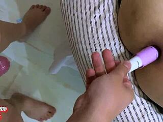 asian shemale gets hardcore anal pounding with wide gape