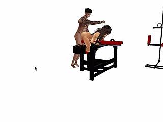 meuble machine bdsm poses in hardcore toon style