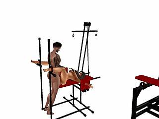 meuble machine bdsm poses in hardcore toon style