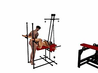 meuble machine bdsm poses in hardcore toon style