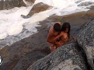 brunette milf fucks big cock in public outdoor