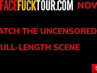 Testing throat depths with busty Latina babe