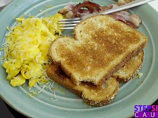 Gina Valentina competes in first blowjob contest for stepbro's dick in kitchen