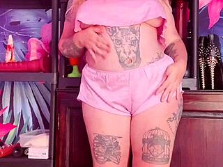 Teasing in silk pajamas, gosh, I can't stop showin' off my curvy big ass and huge natural tits!