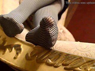 Feet Dangling And Teasing In Grey Opaque Pantyhose Close Up Nylon Legs German Toes