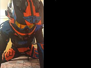 Amateur gay masturbates and has anal sex with a biker