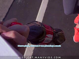 Public agent picks up cute 18 babe for pizza and outdoor adventure