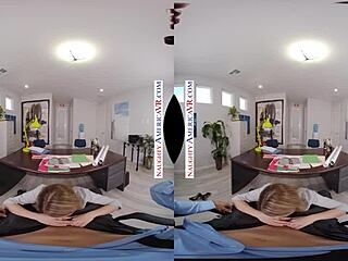 Abby Adams, the mischievous vixen, pleasures you in your workplace