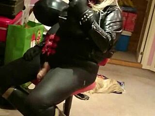 Latex and rubber fetishist's dream: Shemale Roxina in action