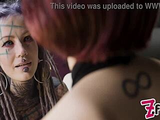 Dominatrix Commands Tattoo Cat-Girl in Anal Lesbian Play