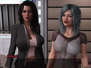 Busty ebony milf rages with jealousy after banging friends in space game.