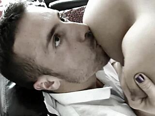 big melons babe teases with outdoor nipple play in public.