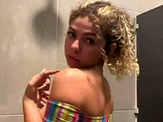 Hot latina masturbates in gym bathroom urgently!