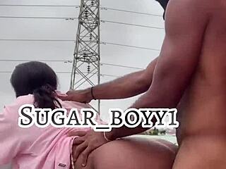 Everyone Was Home So We Had Sneaky Rooftop Sex With Big Black Cock