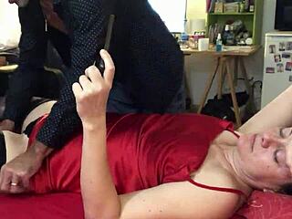 White MILF in Satin Lingerie Gets Ass Licked and Spanked 😘