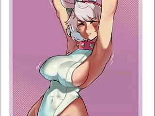 elphelt valentine shows her big tits in hentai