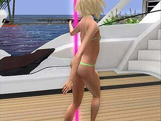 European yacht party with a private cameltoe show