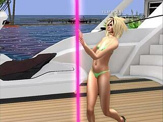 club babe shows cameltoe at yacht party