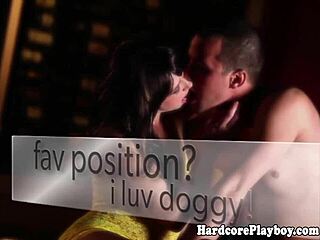 Is this glamcore brunette teasing that hard cock with her mouth?