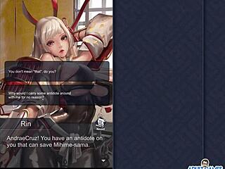 Rin jerks dick off in kinky hentai game