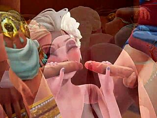 Disney futa threesome with Mulan Elsa Jasmine blowing creampie